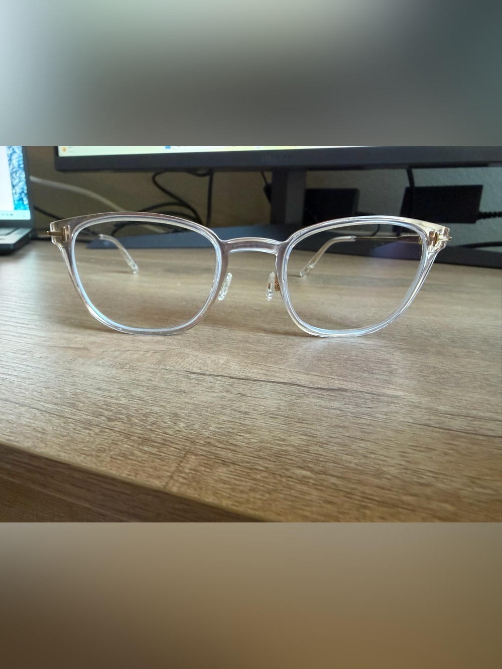Tom Ford Clear Transparent Frames with Gold Accents